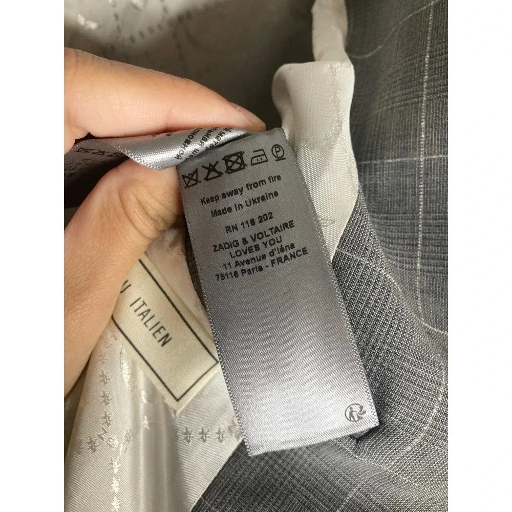 Zadig & Voltaire Viva Check virgin wool Blazer sz 10
